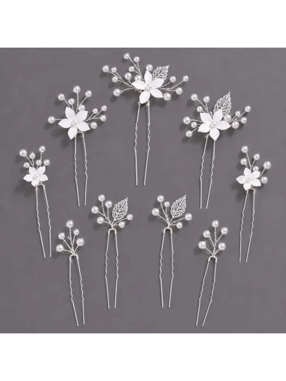 Handmade Pearl Wedding Hair Pins Set - White Flower Bridal Accessories for Women